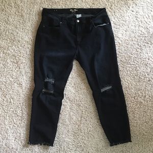 Rue 21 Blue Rope Co Frayed Black Ripped Skinnies